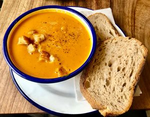 Orange and carrot soup at Park Life in Bangor