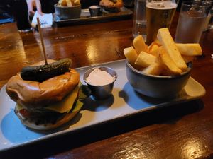 Burger and chips at Hargadon Bros in Sligo