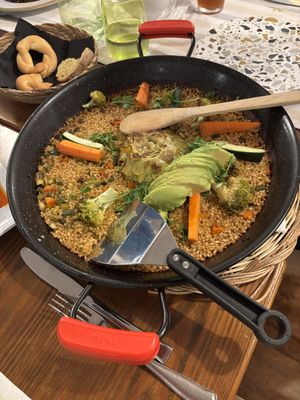 Vegan paella for 2  at Mirador de las Salinas in Lanzarote