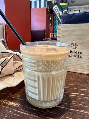 Iced coffe with oat milk   at Misters Biskvīts in Sigulda