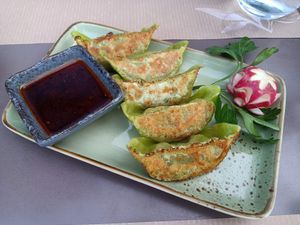 Vegan gyoza. at Trinity in Dubrovnik