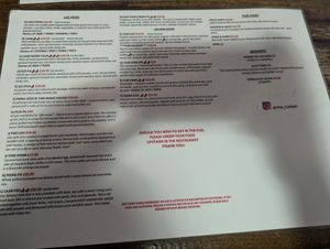 Lao menu at The Crown & Cushion in South East London