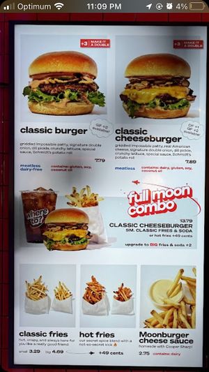 Menu   at Moonburger in Brooklyn