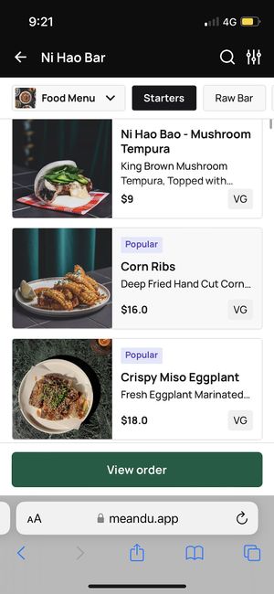 Menu  at Ni Hao Bar in Sydney