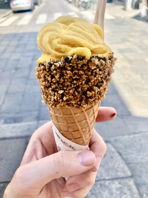 Cone with caramelised nuts  at Venchi Cioccolato e Gelato - Via degli Orefici in Bologna