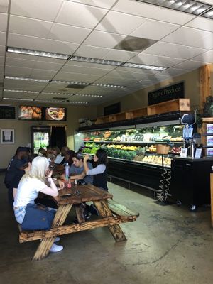 Eating area  at Organix Vegan Deli in Los Angeles