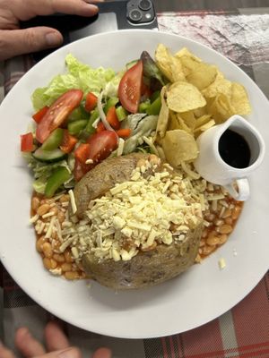 Baked Potato with Baked Beans, Vegan Cheese & Salad   at Boogie Woogie in Keith