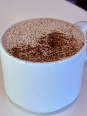 Hot chocolate made with almond milk  at The Literary in Champaign