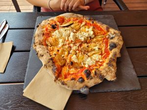 Tofu/shiitake Pizza at Green Island CPH in Copenhagen
