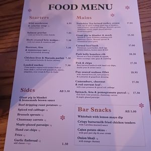 Menu Dec 25 at Waggon And Horses in Sheffield