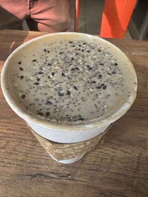 Everything latte   at Backyard Bagel in Seattle