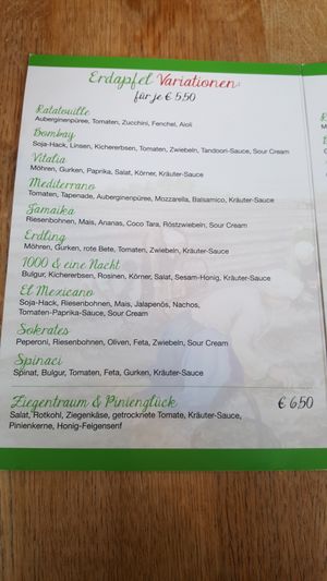 Speisekarte Teil 1 at Erdapfel in Luebeck