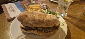 Plant based meatball ciabatta at Fieldhead Hotel in Leicester
