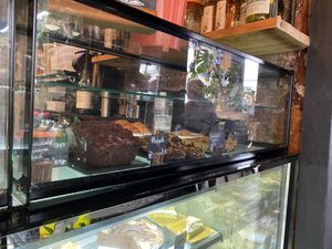 Vegan chocolate banana bread, vegan flapjack, & vegan florentine cookie  at Garden Café Brighton in Brighton
