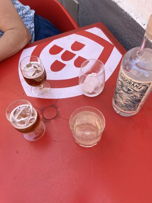2 ice teas, the Cachaça drink and house water  at Church Lx in Lisbon