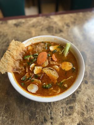 Spicy noodle soupp  at Moonlight Cafe in Seattle