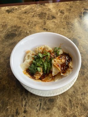 Spicy dumplings  at Moonlight Cafe in Seattle
