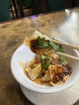 Spicy dumplings   at Moonlight Cafe in Seattle