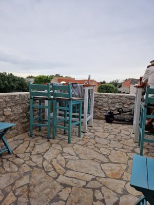 Upstairs terrace at Big Blue in Nin
