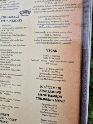2 labeled vegan options at Big Blue in Nin