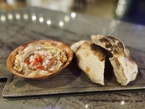 Hummus and pita  #Veganuary at Surf City Billiards Bar & Cafe in Santa Cruz