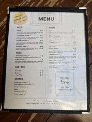 Menu is no longer fully vegan, but plenty of vegan options stilll  at Surf City Billiards Bar & Cafe in Santa Cruz