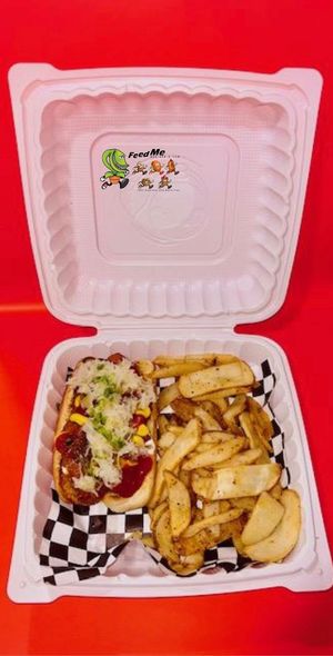 Chili dog and fries at Feed Me in Amarillo