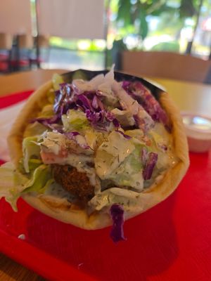 Vegan falafel pita at Extreme Hummus in Citrus Heights