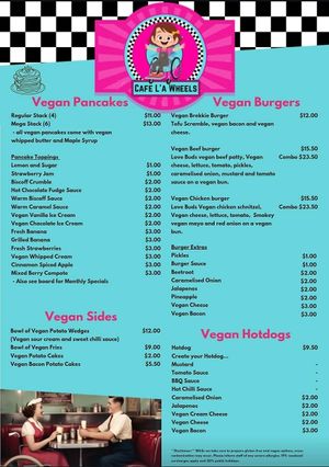 Cafe menu at Cafe La Wheels in Seaford