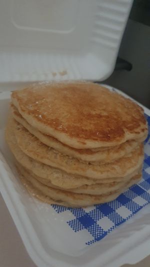 Fluffy vegan pancakes - yum! at Cafe La Wheels in Seaford