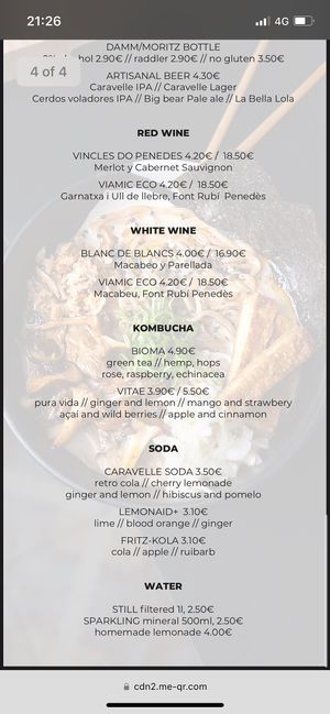 Menu  at Sopa - Boronat in Barcelona