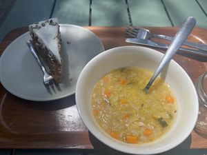 Visit #2 lentil soup & carrot cake  at Sopa - Boronat in Barcelona