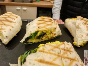 Mimosa toast
Multigrain wrap, scrambled tofu with mimosa eggs, sun-dried tomatoes, avocado, pickles, lettuce and veganaise with old-fashioned mustard. at SOA Champs-de-Mars in Paris