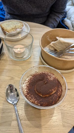 Vegan tiramisu at SOA Champs-de-Mars in Paris
