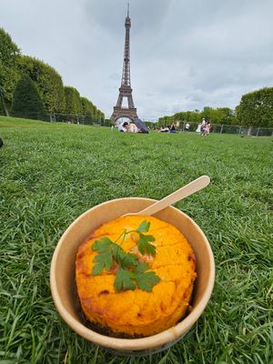 Sweet potato puree with lentil hachee at SOA Champs-de-Mars in Paris