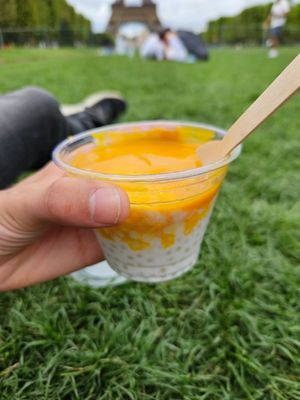 Mango pearle pudding at SOA Champs-de-Mars in Paris