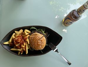 Cleopatra burger with fries.  at Berlin Burger Lover in Berlin