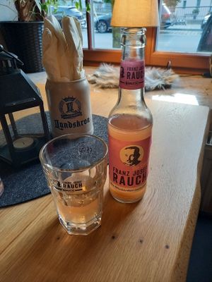 Rhabarber Limo at Gewölberestaurant "HappyEnd" in Koenigstein