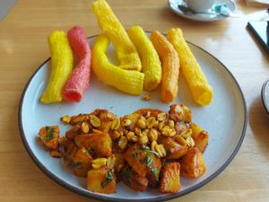 Garlic potatoes & fryums at Indian Bites AND Farango Cafe in Chiang Mai