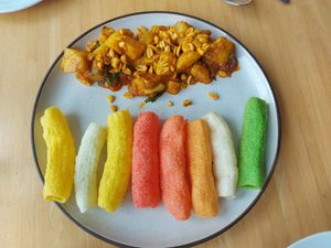 Spicy potatoes & fryums at Indian Bites AND Farango Cafe in Chiang Mai