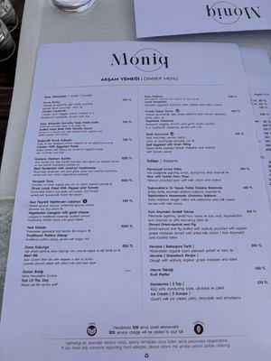 Menu  at Moniq Restaurant & Cocktail Bar in Nevsehir