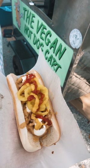 so excited to get to try it! at The Vegan Hot Dog Cart in Orlando