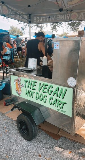 a beautiful sight  at The Vegan Hot Dog Cart in Orlando