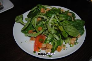 Feldsalat with croutons and potato salad dressing at Loevenzahn in Mannheim