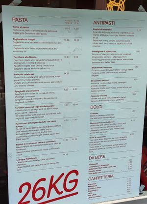 Menu at 26KG in Barcelona