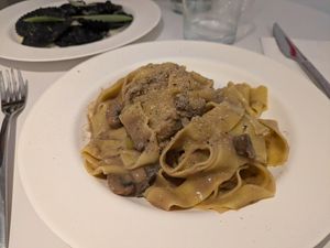 Fetuccini in mushroom sauce at 26KG in Barcelona