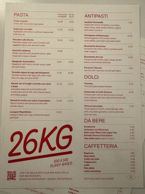 Menu will all the best food   at 26KG in Barcelona