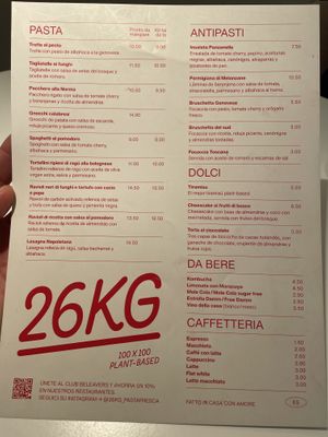 Menu  at 26KG in Barcelona