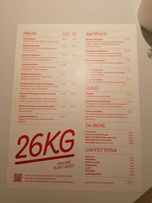 Menu at 26KG in Barcelona