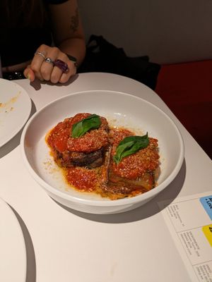 Eggplant parmigian (tasting menu) at 26KG in Barcelona